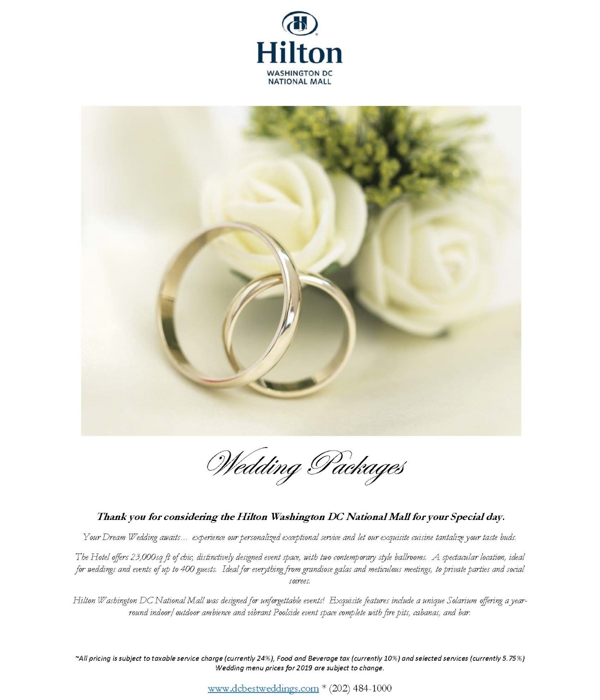 Dc Best Weddings Wedding Menus Packages Complete Wedding Package Pdf